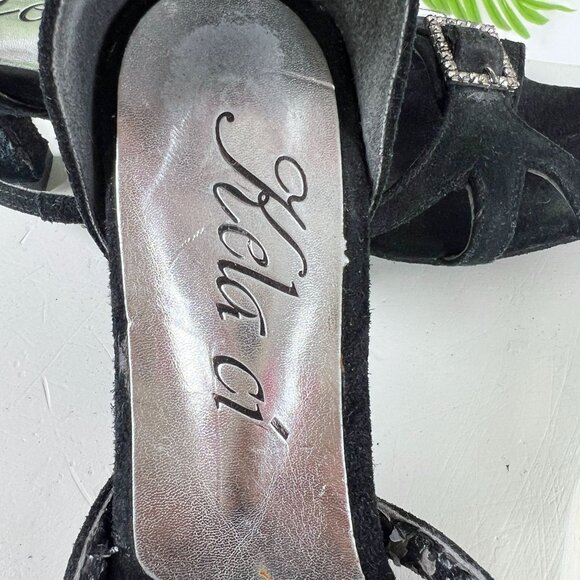 Vintage Y2K Romantic Grunge Open Toe Fairycore Leather Kitten Dance Heels / 6 - Picture 7 of 7